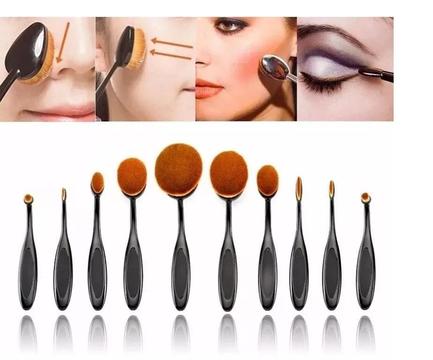 Set 10 Piezas Brochas Ovaladas Maquillaje Make Up Brush