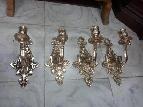 Candelabro Antiguo De Pared 1 Vela En Bronce Macizo