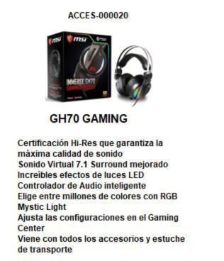 Diadema immerse GH70 gaming MSI