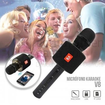 Micrófono Karaoke Bluetooth Parlantes Integrados para IOS y Android RF V8