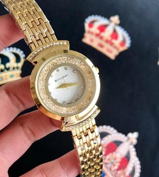 RELOJES BVLGARI PERLAS DIAMANTE MUJER DAMA DORADO PLATEADO ELEGANTE