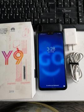 Huawei Y9 2019 Azul, Dual SIM, Full Estado, caja, cargador, goma, vidrio. Precio 480.000