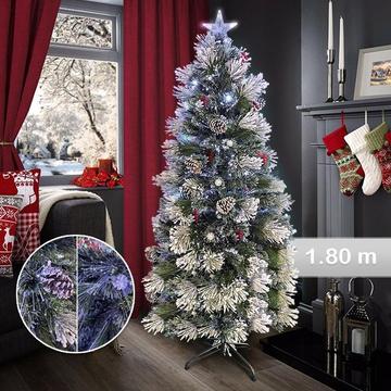 Árbol Navidad Fibra Óptica 180 cm Efecto Nieve Tupido RF T979