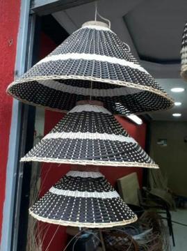 Tres Lámparas Tejidas en Ratán Sintético