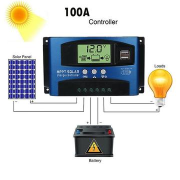 Controlador Carga Solar 100A MPPT 12V / 24V Regulador Carga Bateria