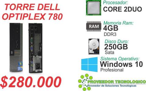 TORRE DELL OPTIPLEX 780 CORE 2 DUO RAM 4GB DDR3 DISCO DURO 250GB