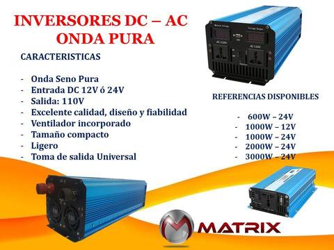 INVERSORES ONDA PURA DE 600-1000-2000-3000 VATIOS