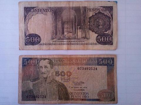 Duo Billetes 500 Pesos Col. 1 Abril 1979