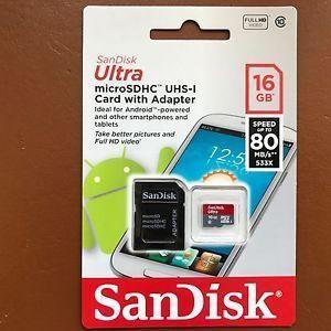 Sandisk Ultra Tarjeta Micro Sd 16gb 80mb/s Clase 10