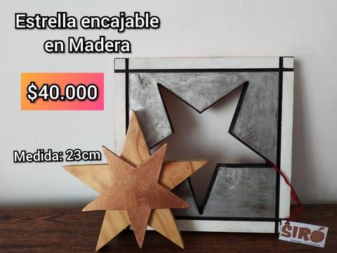 Cuadro estrella de navidad encajable en Madera