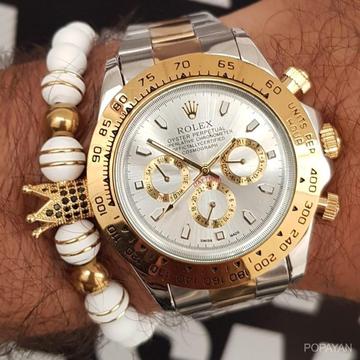 bonito Rolex fondo blanco con cronografos funcionales para hombre de 130