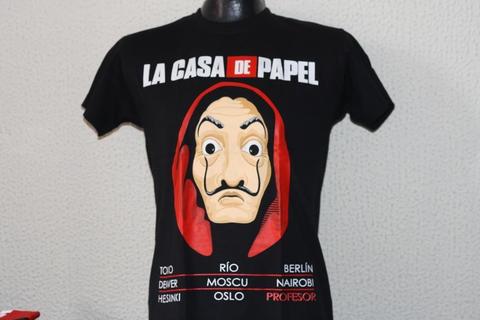 camiseta LA CASA DE PAPEL negra TODAS LAS TALLAS
