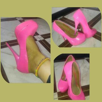 Zapatos Fucsia Tacon #12 Talla 36 Nuevos