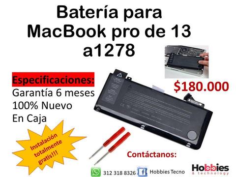 batería para macbook pro de 13 a1278