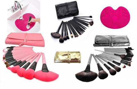 Set 24 Brochas Pinceles Maquillaje Make Up Limpiador