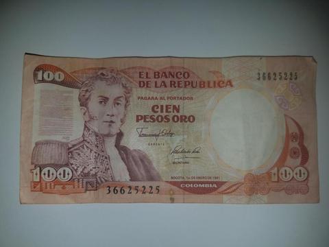 Billete De 100 Pesos Oro De Colombia Con Envio Gratuito