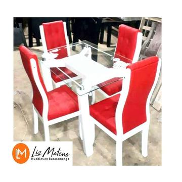 Comedor Tiffanny Blanco Con Rojo A Credito