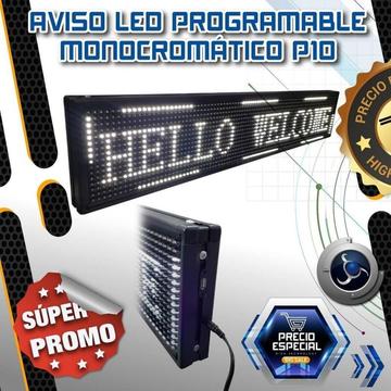 AVISO LED P10 MONOCROMATICO 100CM X 20CM (PROGRAMABLE)
